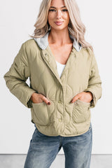 City Stitch Hooded Lightweight Quilted Jacket (Olive)