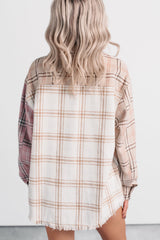 Chill Hour Oversized Mixed Plaid Shacket (Multi/Pink)