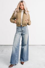 Snowflake Sweetie Faux Fur Hooded Puffer Jacket (Olive)