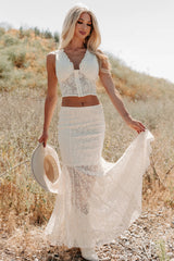 Hard Launch Love Floral Lace Maxi Skirt (Cream)
