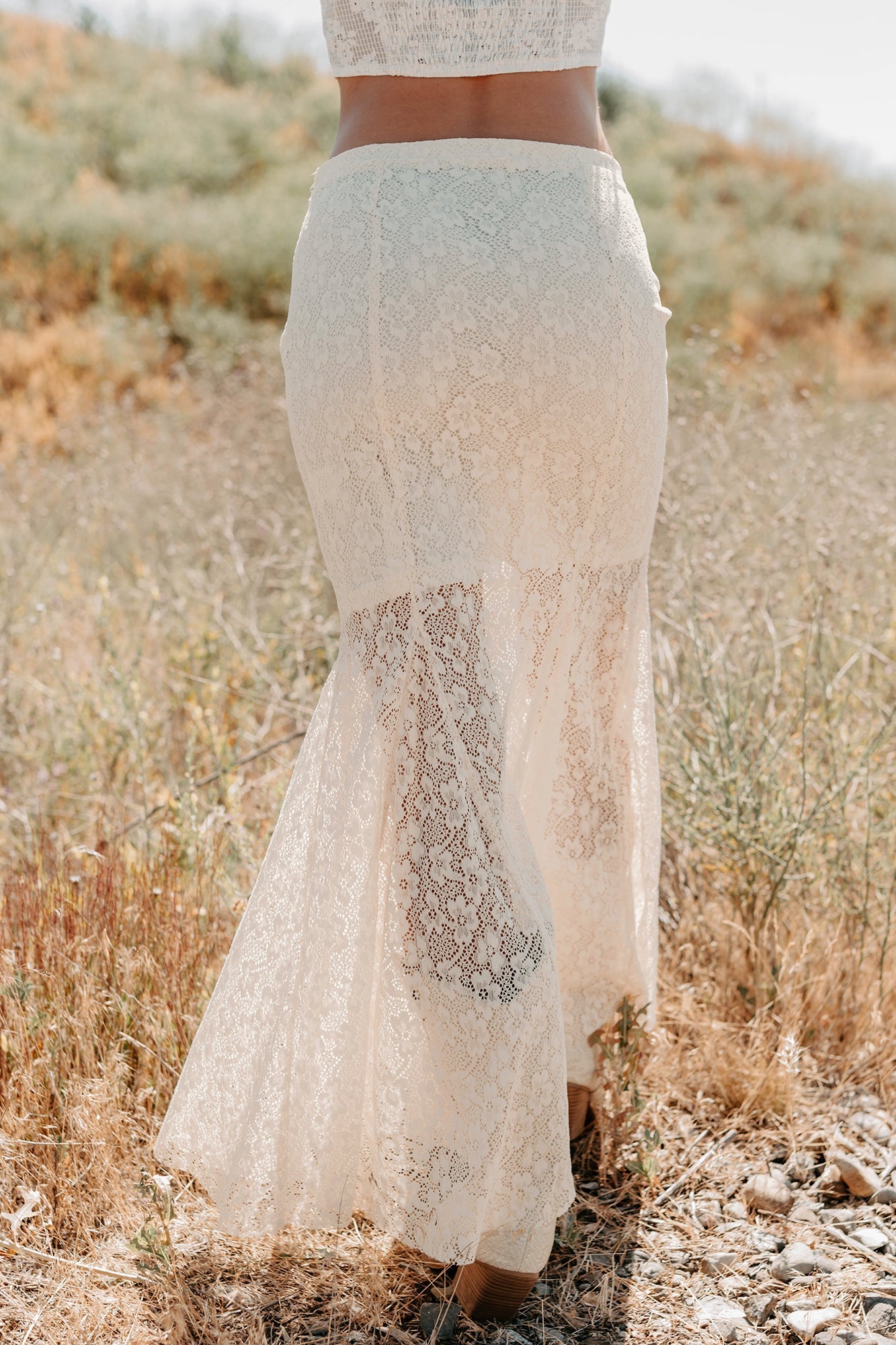 Hard Launch Love Floral Lace Maxi Skirt (Cream)