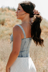 Fast Lane Living Denim Bustier Top (Denim)