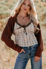 Toasted Coconut Season Bolero Shrug Cardigan (Chestnut)