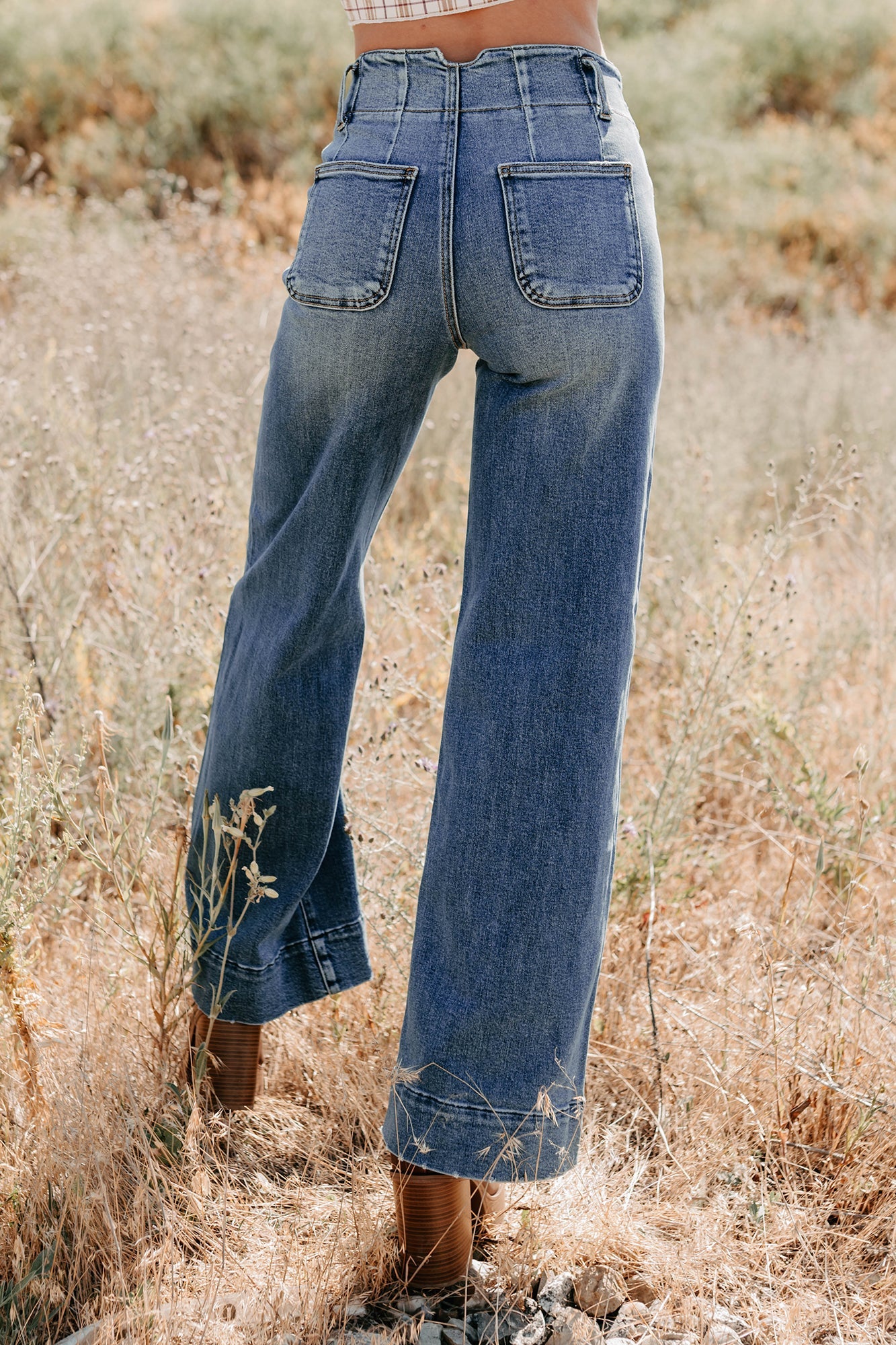 Calla Wide Leg High Rise Risen Jeans (Dark)