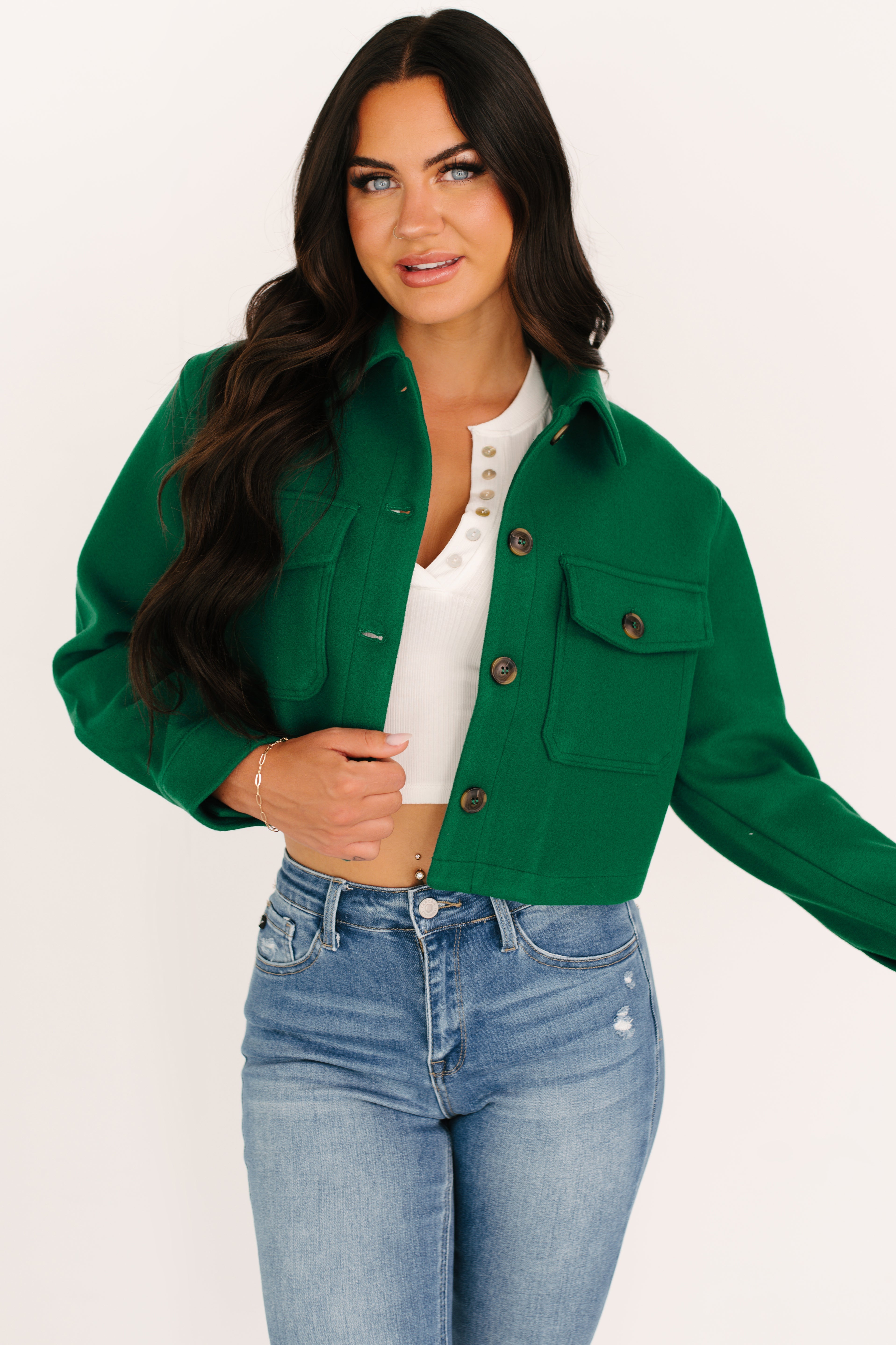 Soft But Savage Fleece Crop Jacket (Green)