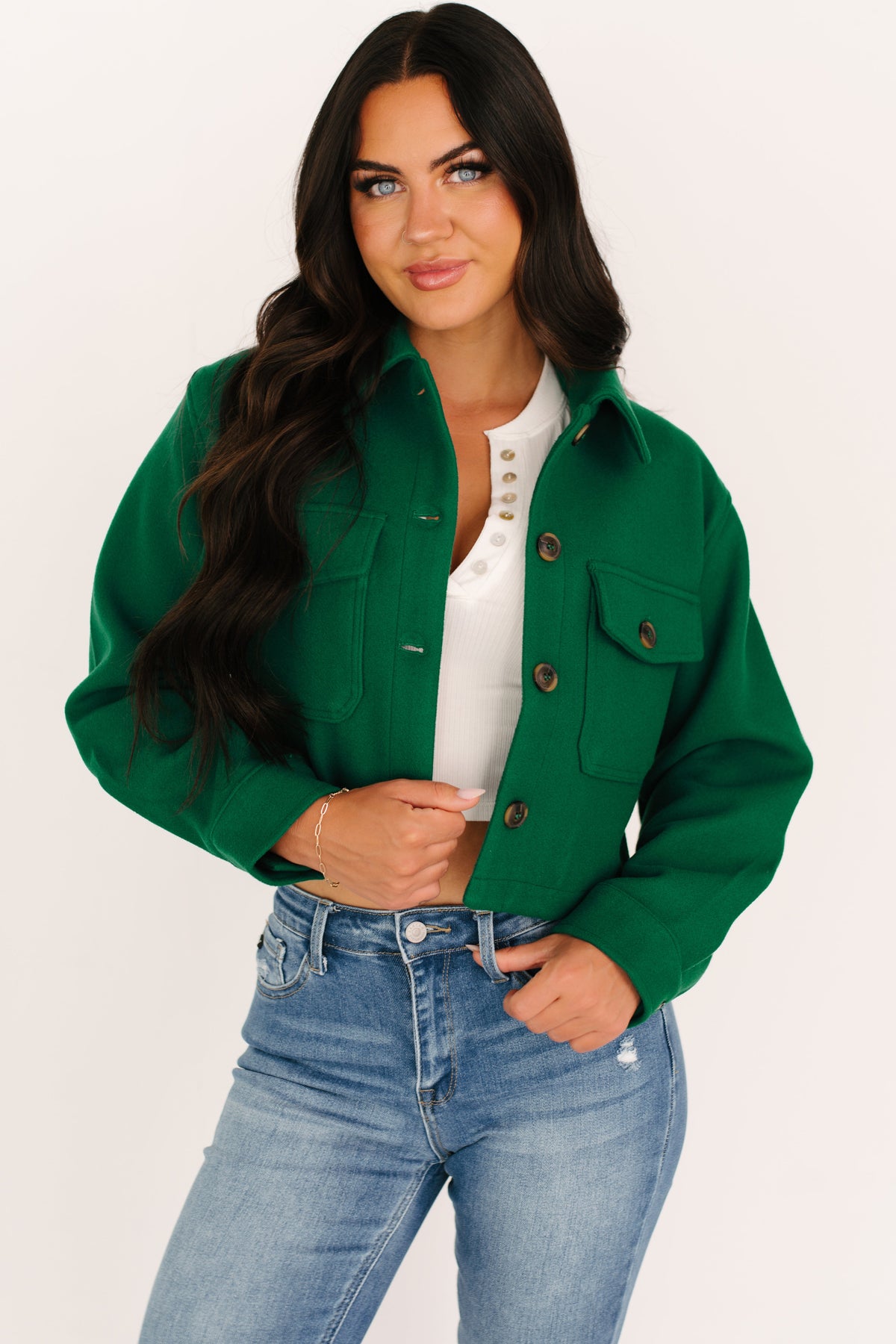 Soft But Savage Fleece Crop Jacket (Green)