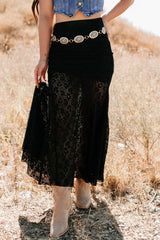 Hard Launch Love Floral Lace Maxi Skirt (Black)