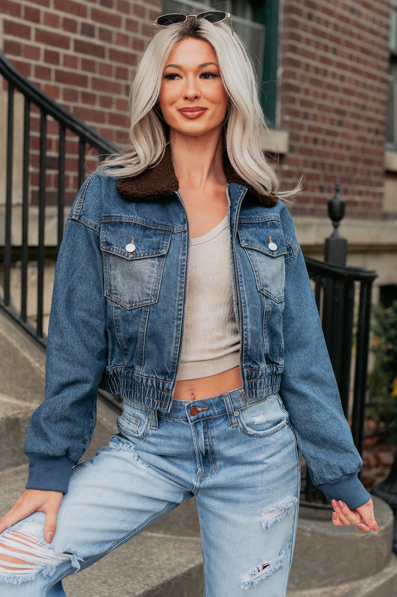 Breaking The Quiet Sherpa Collared Jacket (Denim)