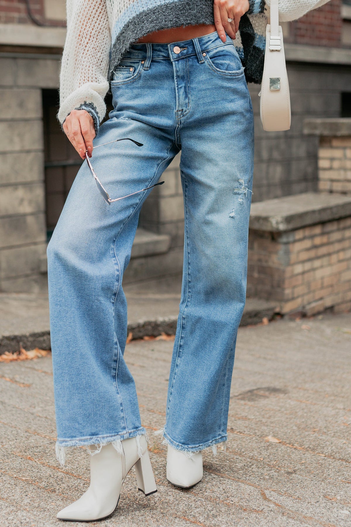 Zari High Rise Straight Leg Mica Denim Jeans (Medium)