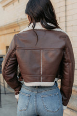 Urban Chill Faux Leather Sherpa Lined Jacket (Brown/Beige)