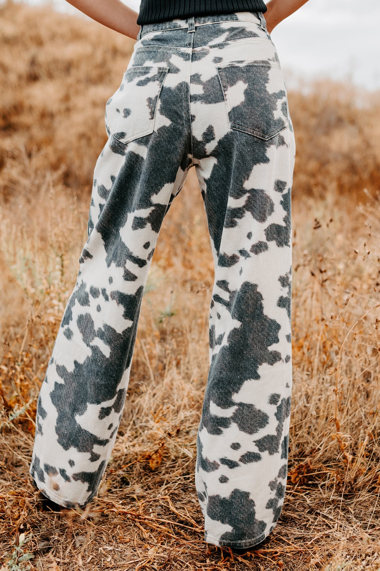Willis Wide Leg Cow Print Klesis Jeans (Brown)