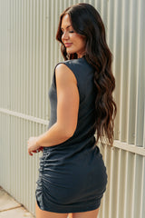 Stubborn Love Cap Sleeve Knit Mini Dress (Graphite)
