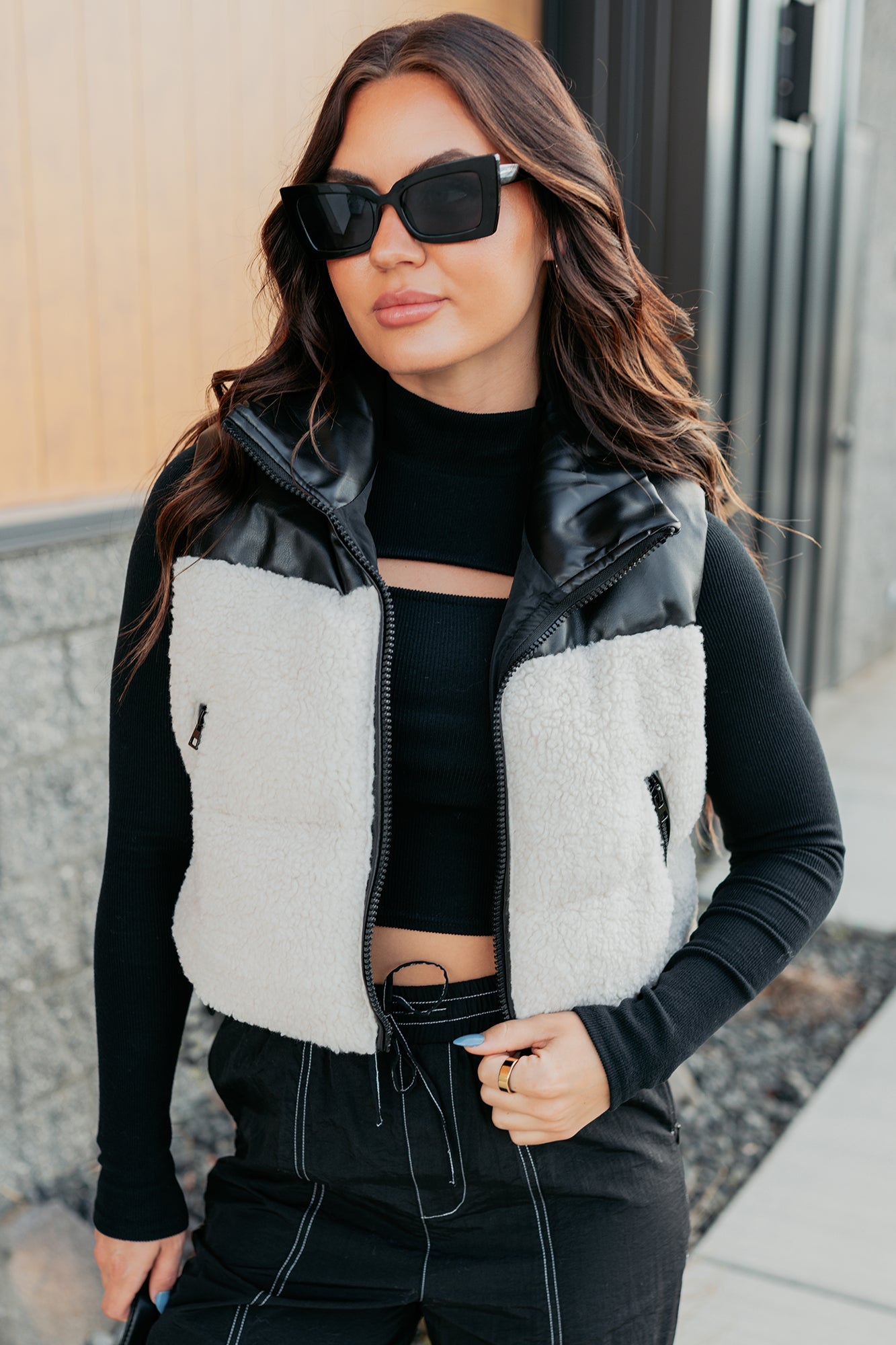 Candle Lit Nights Sherpa Puffer Vest (Cream)