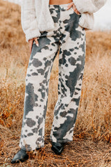 Willis Wide Leg Cow Print Klesis Jeans (Brown)