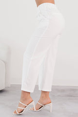 Put-together Poise Linen Cropped Pants (White)