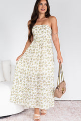 Beauty Untamed Strapless Floral Maxi Dress (Cream)