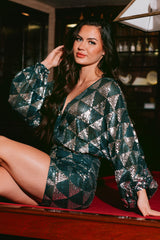 Ivanka Sequin Mini Dress (Hunter Green)