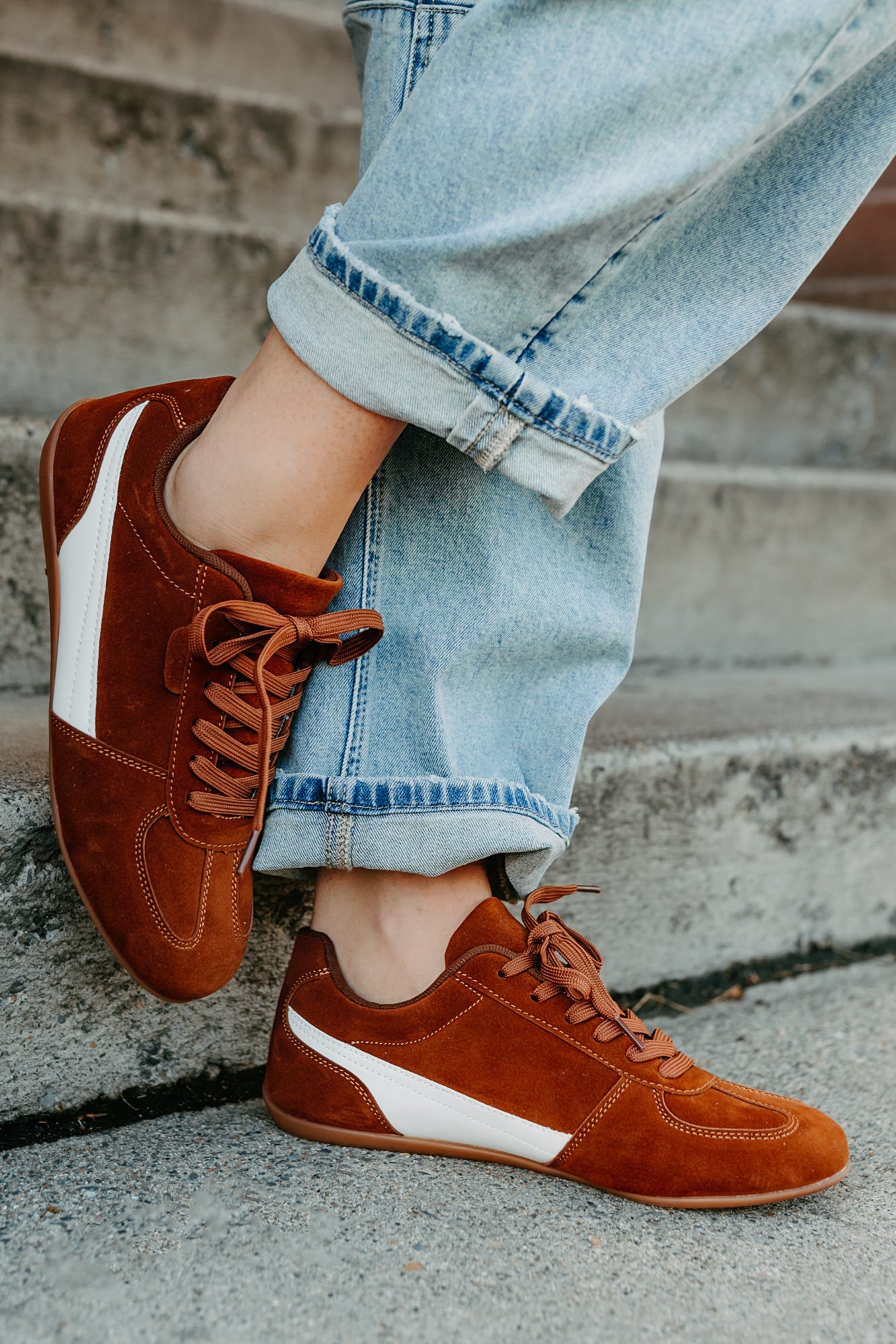 Endurance Edge Lace-Up Faux Suede Sneakers (Brown)