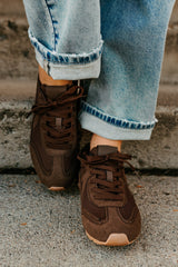 Chase The Wins Lace-Up Mesh Sneakers (Coffee)