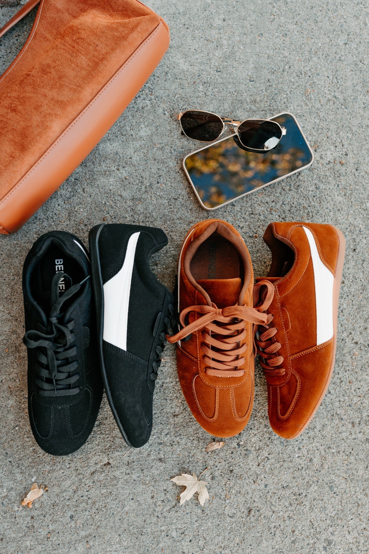 Endurance Edge Lace-Up Faux Suede Sneakers (Brown)