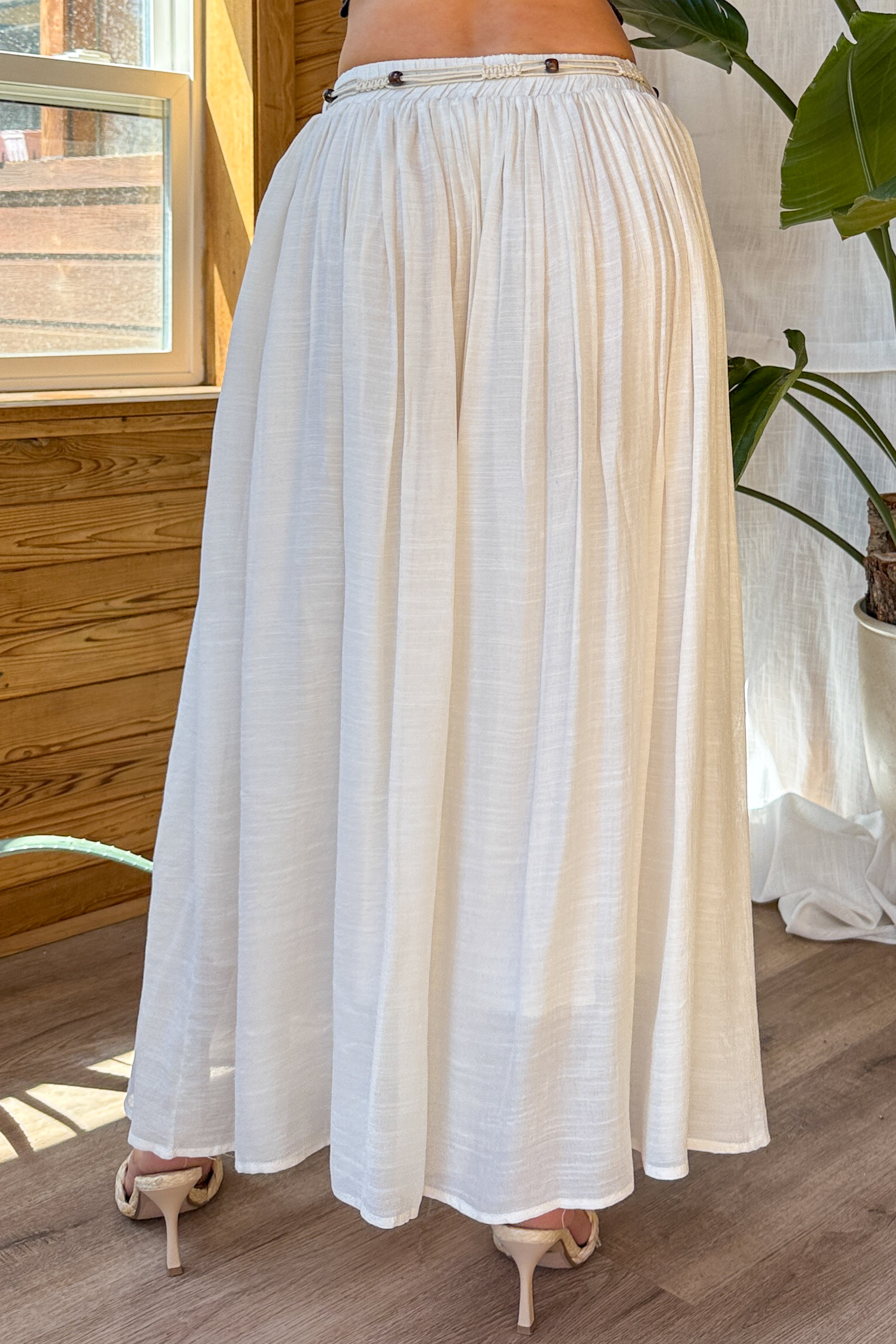 Desert Muse Mello Rope Belt Maxi Skirt (Off White)