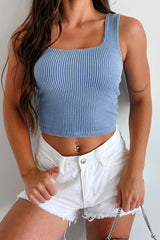 Bogey Wasabi + Mint Ribbed Tank Top (Light Denim)