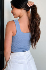 Bogey Wasabi + Mint Ribbed Tank Top (Light Denim)