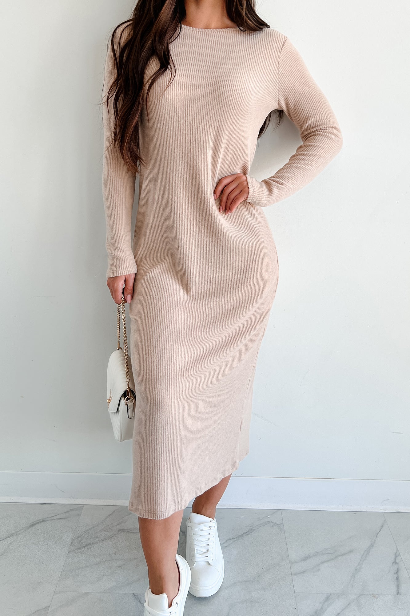 Zahari Long Sleeve Maxi Dress (Taupe)