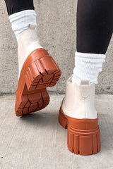 Doorbuster Going My Way Lug Sole Chelsea Ankle Booties (Nude)