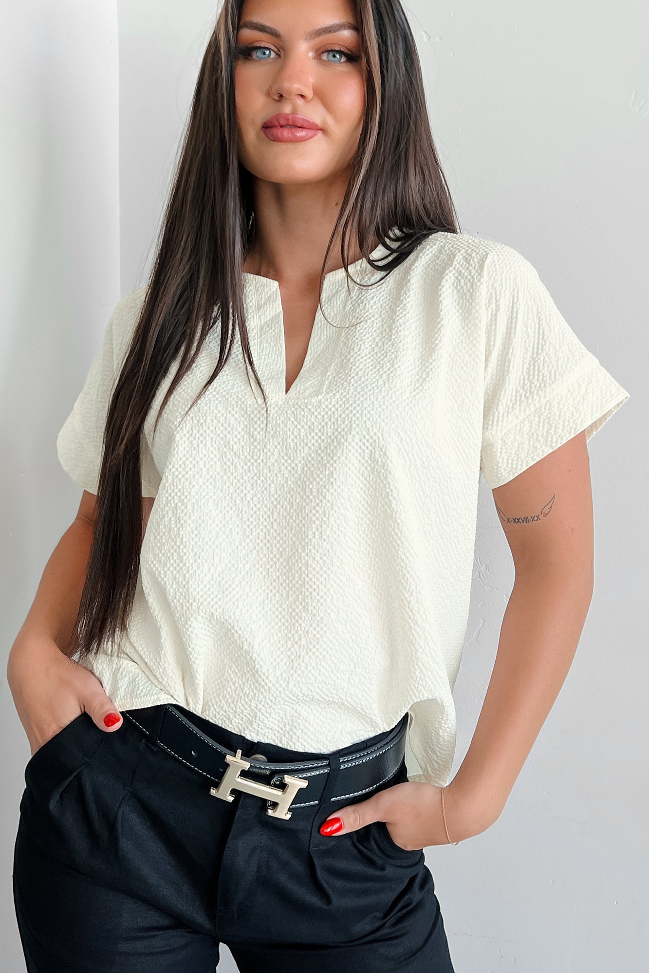 Horatio Oversized Textured Top (Ivory)