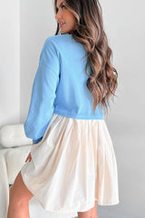 Convincing Act Two-Tone Mini Dress (Chambray Blue)