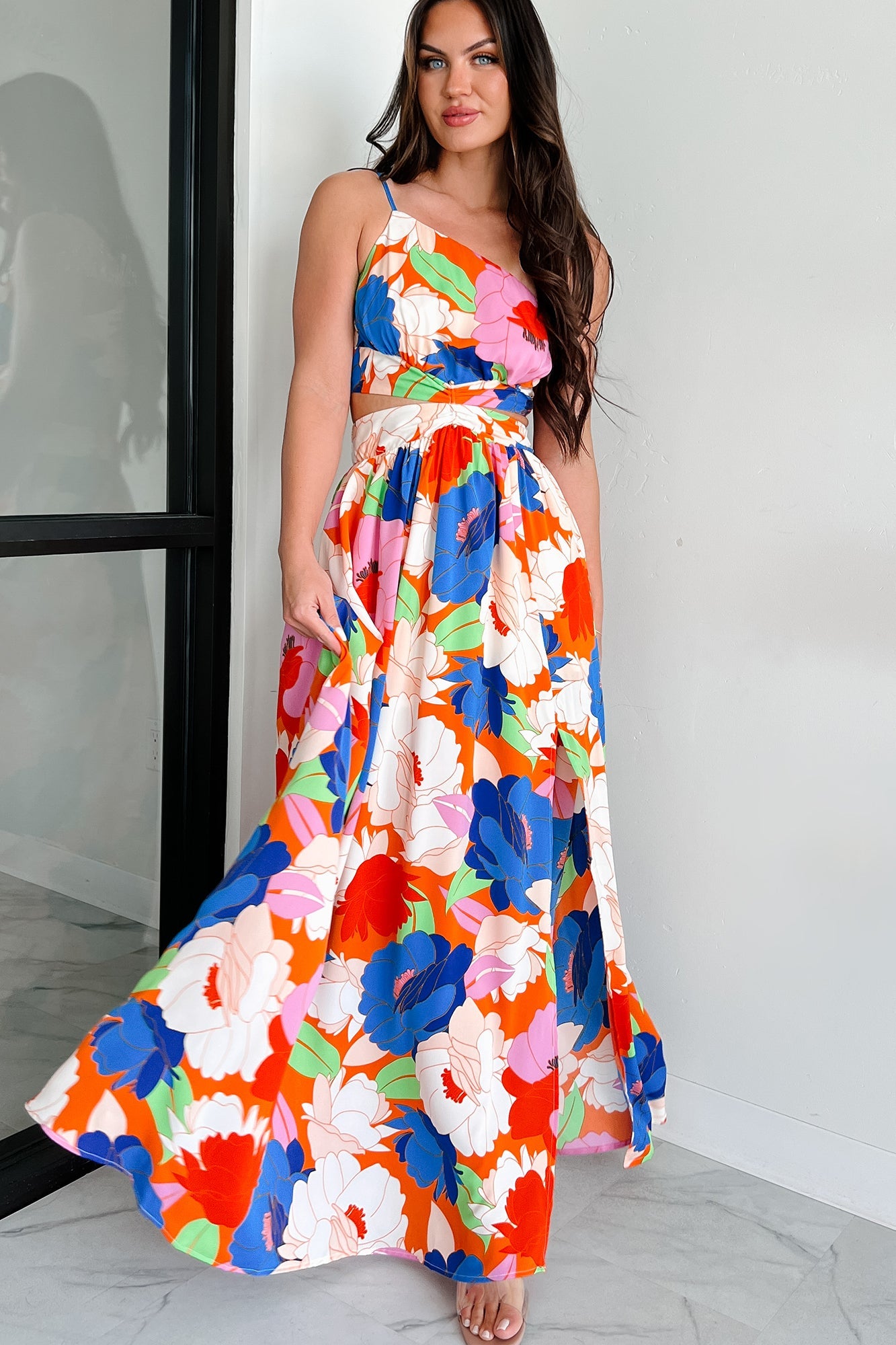 Grow Wild One Shoulder Floral Maxi Dress (Multi)