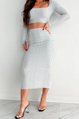 Gretchen Crop Top & Midi Skirt Set (Heather Grey)
