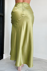 Fashionable Presence Satin Maxi Skirt (Kiwi)