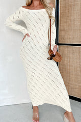 Successfully Stylish Off The Shoulder Sweater Maxi Dress (Cream)