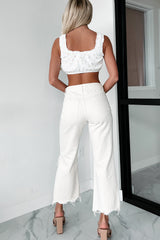Sorority Sweetheart Floral Crop Top (Off White)