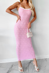 Flirtatious Attitude Layered Lace Maxi Dress (Cool Pink)
