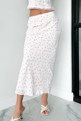 Idyllic Afternoon Bias Cut Floral Long Skirt (Pink)