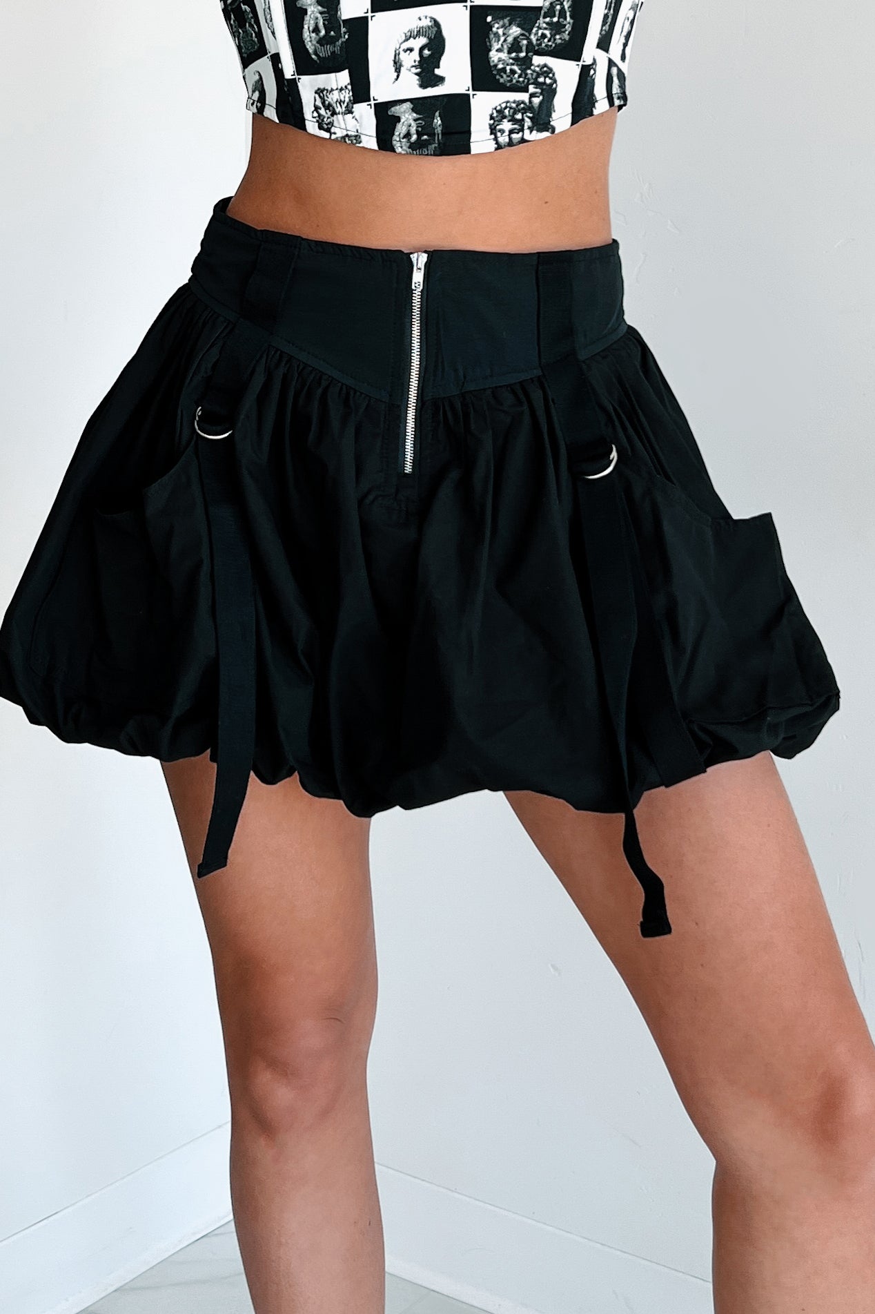 DOORBUSTER Rebel By Choice Strap Detail Bubble Skirt (Black)