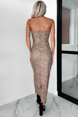 Divine By Design Faux Leather Maxi Dress (Taupe)
