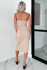 Dates With My Babe One Shoulder Midi Dress (Almond)