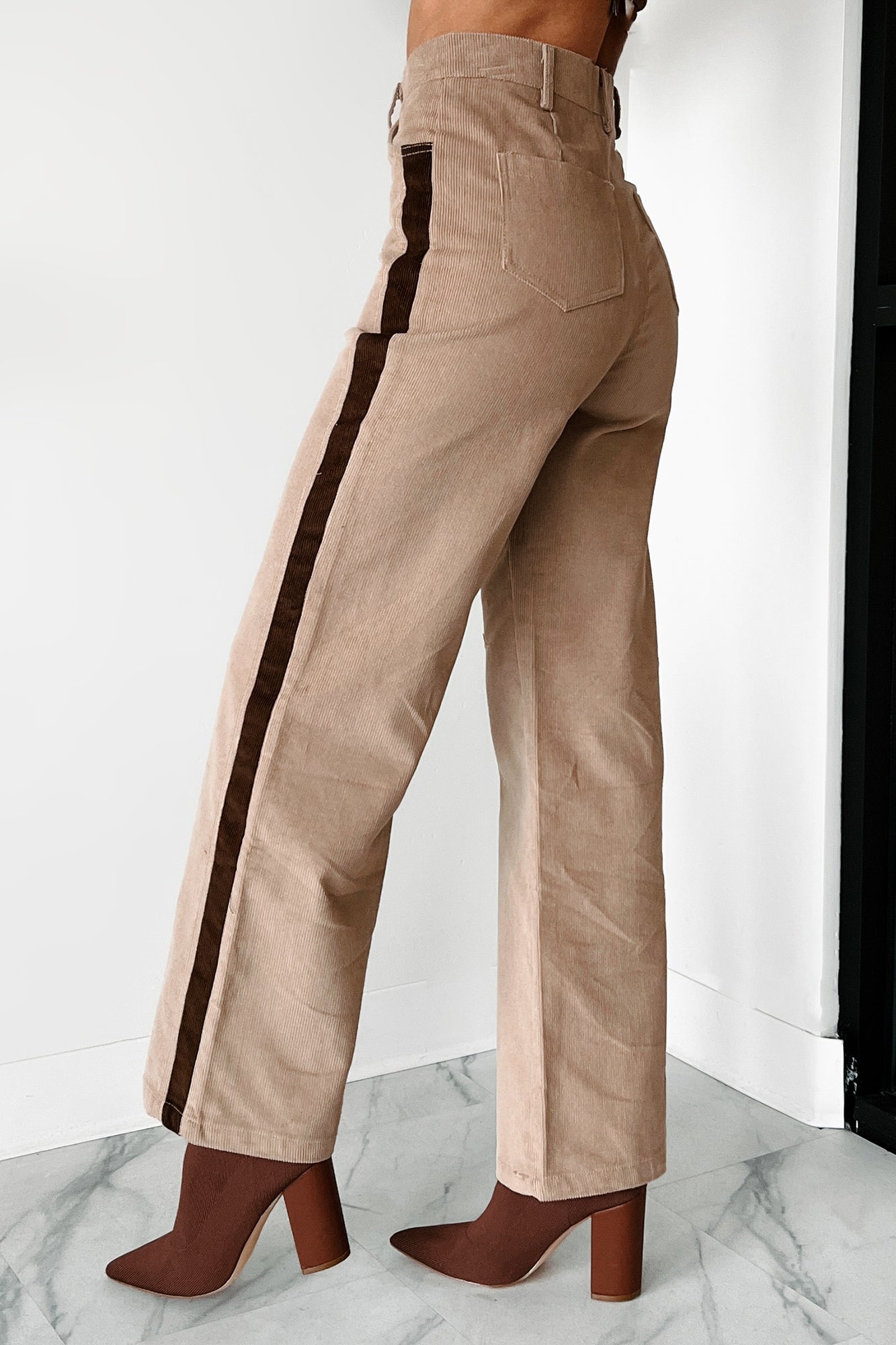 Pablo Side Stripe Corduroy Pants (Taupe)
