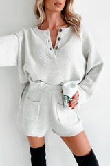 Begging For A Break Sweater Knit Lounge Set (Melange Grey)