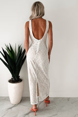 Lace Me Up In Love Lace Maxi Dress (White)