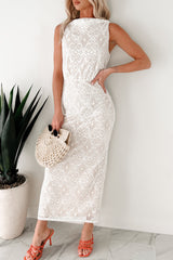 Lace Me Up In Love Lace Maxi Dress (White)