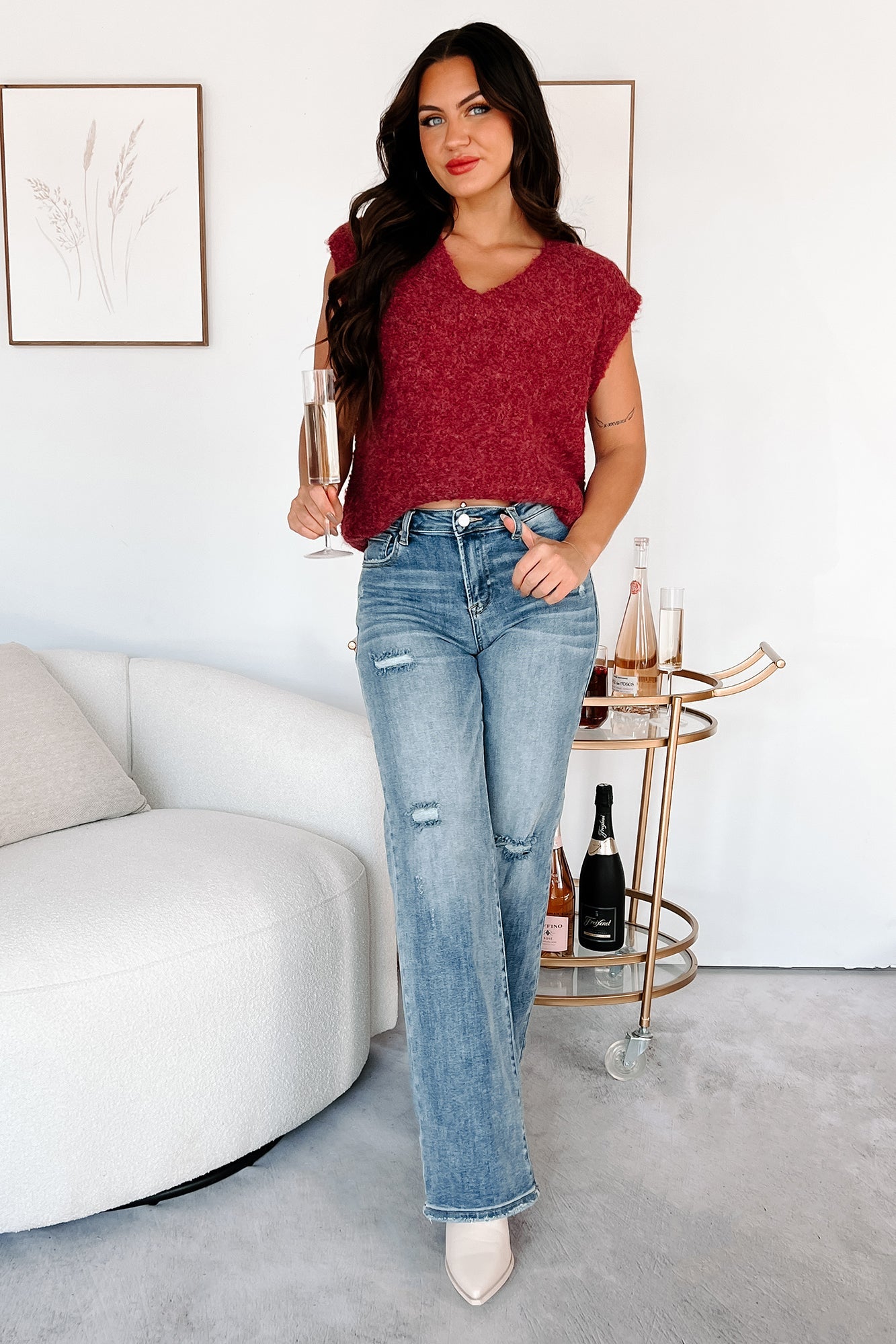 Cozy Embrace Sweater Vest (Burgundy)
