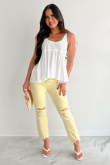 Denzel Straight Leg Distressed Risen Jeans (Yellow)