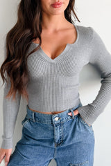 I'll Do Better Sweater Knit Long Sleeve Top (Heather Grey)