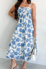 Garden Breeze Floral Midi Dress (Cream/Blue)