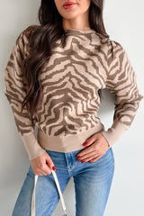 Gone To Far Animal Print Sweater (Beige/Olive)